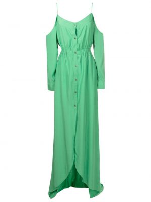 Viskózové šaty s knoflíky s výstřihem do v Amir Slama - zelená