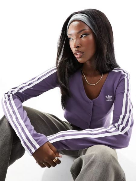 Кроп-топ с длинным рукавом Adidas Originals фиолетовый