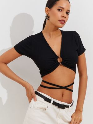 Crop top Cool & Sexy fekete