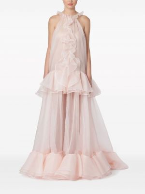 Hedvábné koktejlové šaty Carolina Herrera růžové