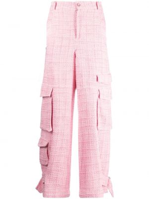 Pantaloni cu croială lejeră din tweed Gcds roz