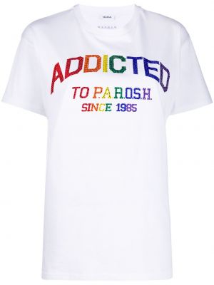 Тениска с кристали P.a.r.o.s.h. бяло
