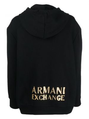 Bluza z kapturem na zamek z nadrukiem Armani Exchange czarna