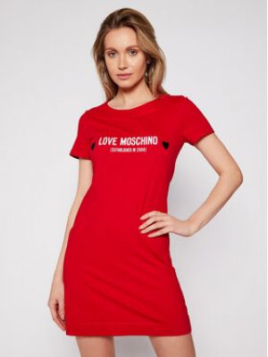 LOVE MOSCHINO Každodenní šaty W592913M 3876 Červená Regular Fit