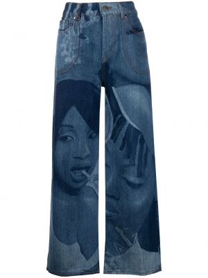 Brīva piegriezuma džinsi ar apdruku Ahluwalia zils