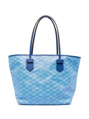 Δερμάτινη τσάντα shopper με σχέδιο Moreau μπλε