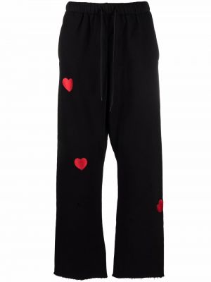 Pantalones de chándal con bordado con corazón Duoltd negro