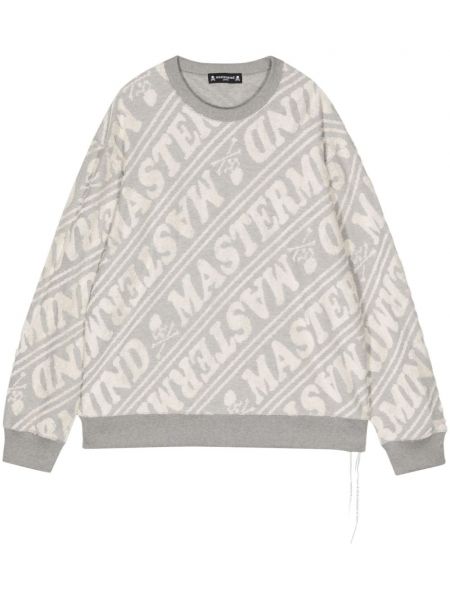 Žakárový bavlnený sveter Mastermind Japan sivá