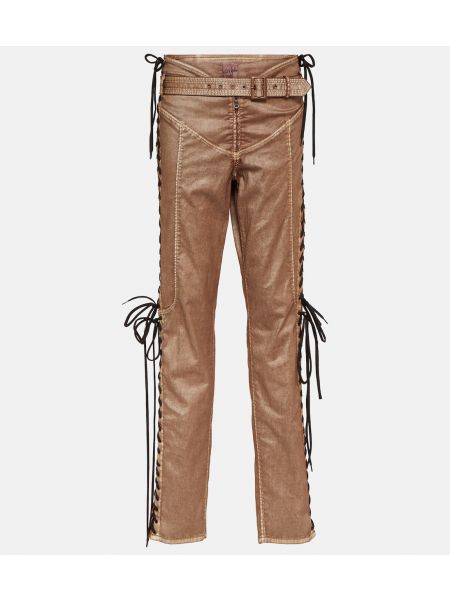 Коричневые брюки с низкой талией Jean Paul Gaultier