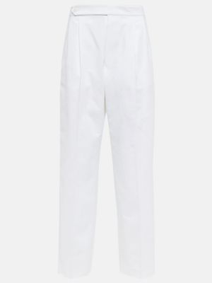 Pantaloni dritti di cotone Tod's bianco