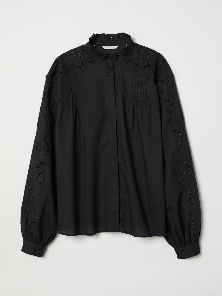 Чорна блуза з довгим рукавом H&m
