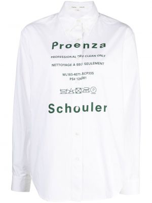 Koszula bawełniana z nadrukiem Proenza Schouler biała