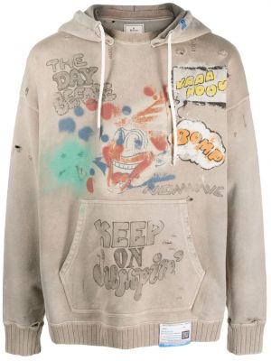Distressed hoodie mit print Maison Mihara Yasuhiro