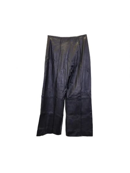 Proste spodnie skórzane Oscar De La Renta Pre-owned czarne