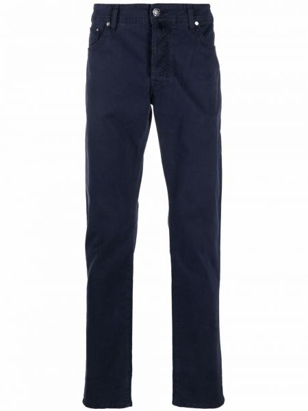 Pantalones rectos de cachemir slim fit con estampado de cachemira Jacob Cohen azul