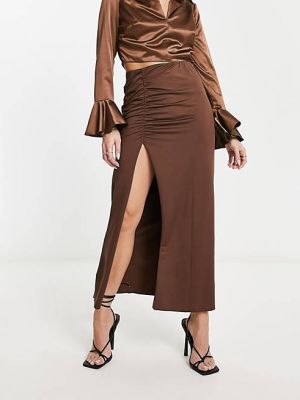 Трикотажная юбка миди Weekday коричневая