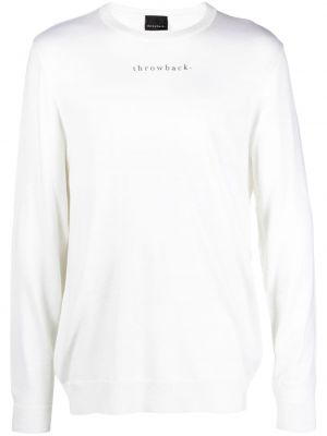 Пуловер с принт Throwback. бяло