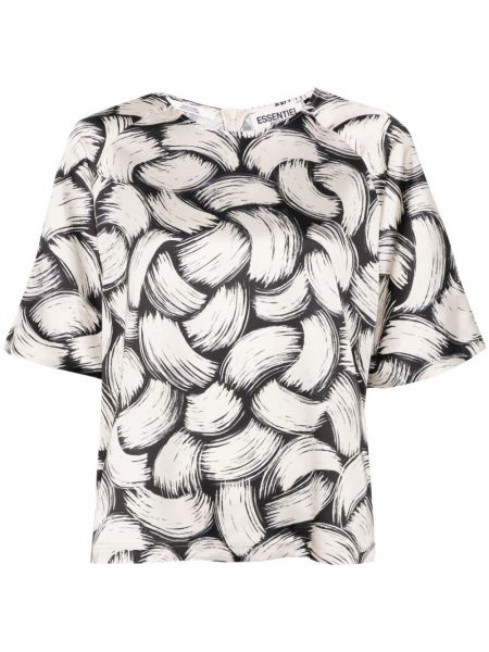 Сатенена блуза с принт с абстрактен десен Essentiel Antwerp
