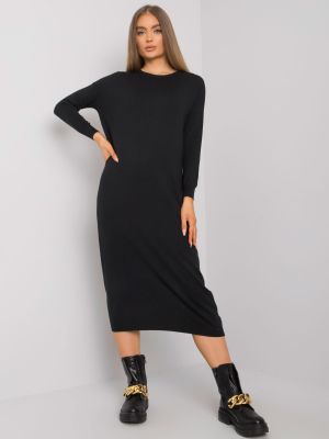 Плетена макси рокля с дълъг ръкав Fashionhunters черно