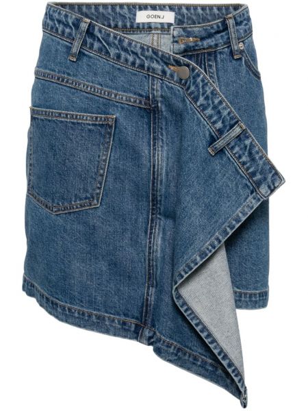 Drapiruotas asimetriškas džinsinis sijonas Goen.j mėlyna