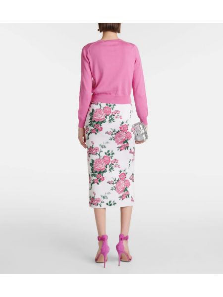 Bavlněný hedvábný kardigan Carolina Herrera růžový