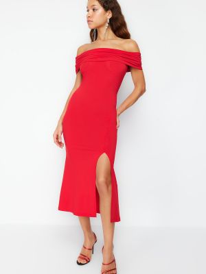 Πλεκτή βραδινό φόρεμα Trendyol κόκκινο
