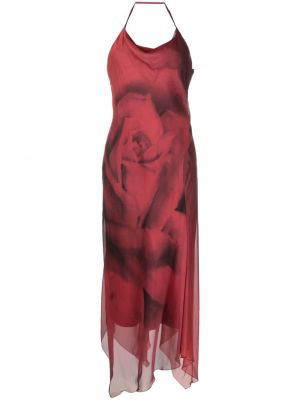 Jedwabna sukienka koktajlowa z nadrukiem Alberta Ferretti
