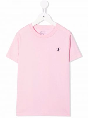 Brodert t-skjorte for jenter Ralph Lauren Kids rosa