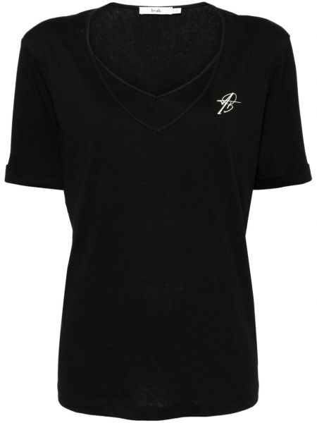 Jersey t-shirt mit v-ausschnitt B+ab schwarz
