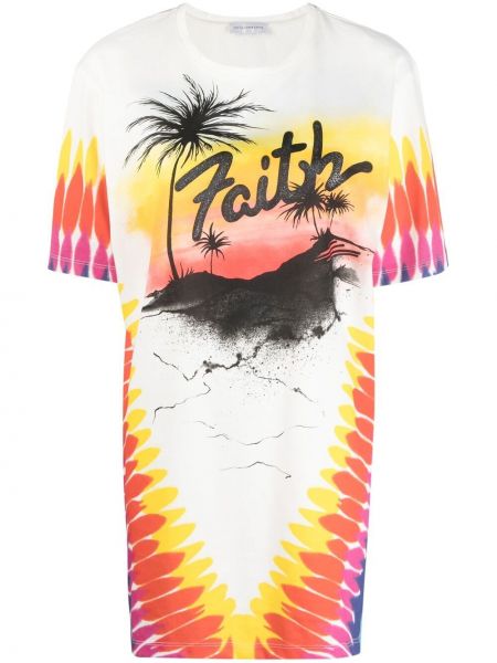 Тениска с принт с tie-dye ефект Faith Connexion бяло