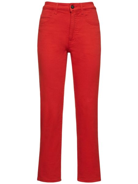 Straight fit džíny s vysokým pasem s páskem Ferrari - červená