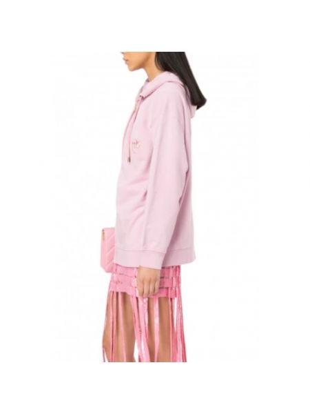 Sudadera con cremallera con bordado de algodón oversized Pinko rosa