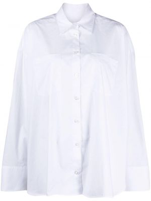 Βαμβακερό πουκάμισο με κέντημα Remain λευκό