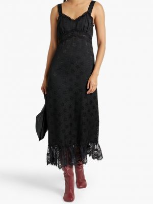 Кружевное шифоновое платье миди Anna Sui черное