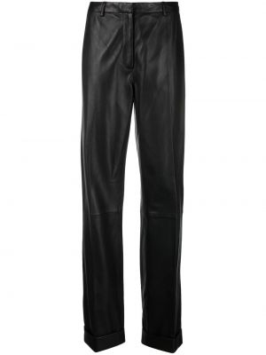 Δερμάτινο παντελόνι με ίσιο πόδι Federica Tosi μαύρο
