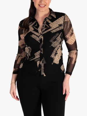Рубашка с принтом с абстрактным узором с сеткой Chesca черная