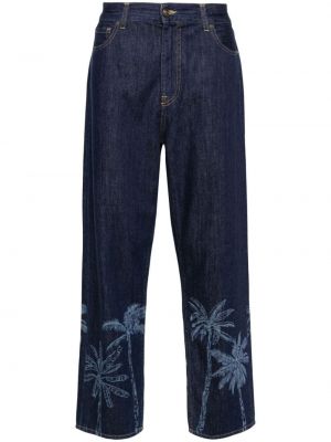 Bavlněné straight fit džíny s potiskem Alanui modré