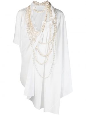 Biała sukienka z perełkami asymetryczna Junya Watanabe
