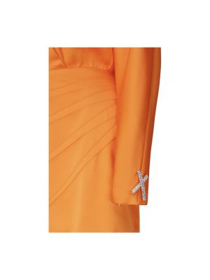 Vestido largo de raso plisado de crepé Genny naranja