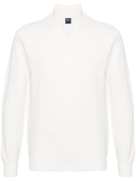 Памучен пуловер със стояща яка Fedeli бяло