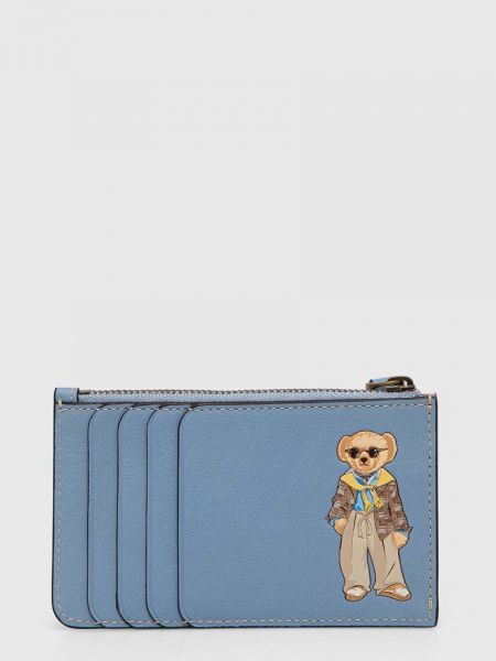 Usnjena denarnica Polo Ralph Lauren modra