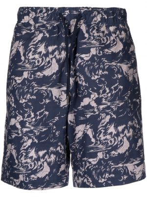 Bombažne bermuda kratke hlače s potiskom z abstraktnimi vzorci Ps Paul Smith modra