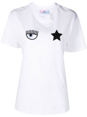 Medvilninis marškinėliai su žvaigždės raštu Chiara Ferragni balta