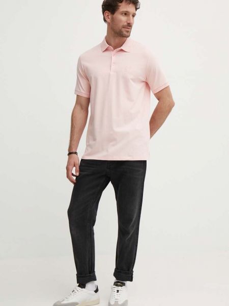 Однотонное поло Karl Lagerfeld розовое
