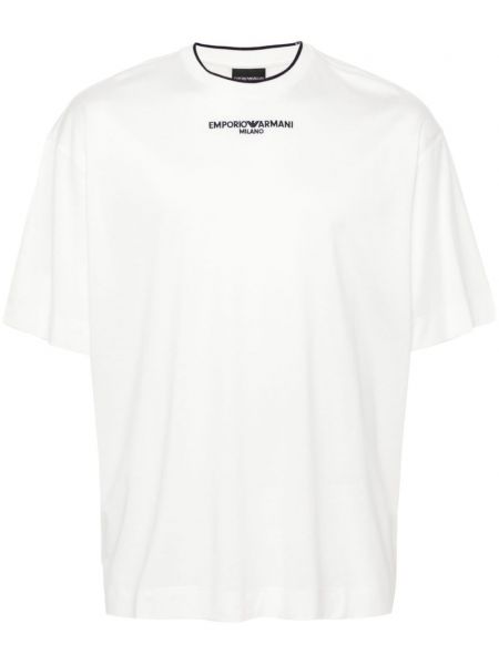 Broderet t-shirt Emporio Armani hvid