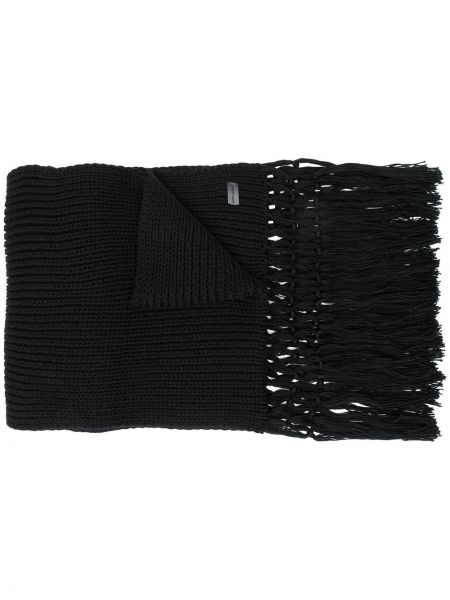 Echarpe à franges en tricot Saint Laurent noir