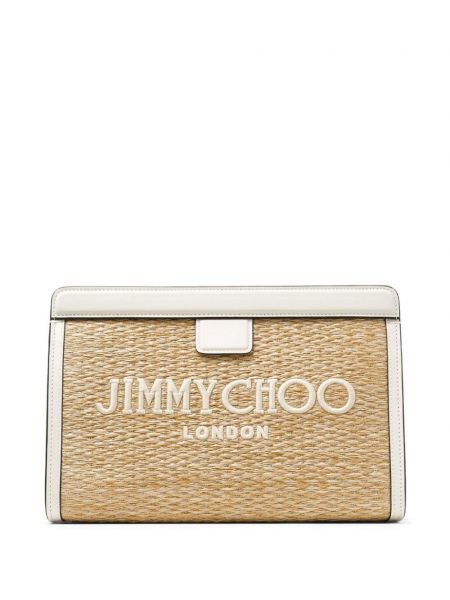 Pochette brodé Jimmy Choo beige