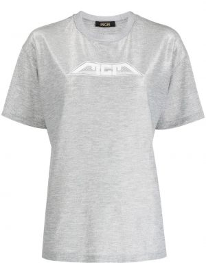 T-shirt con stampa Mcm argento