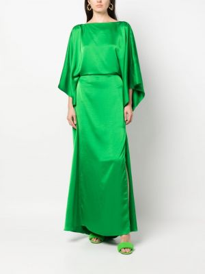Satynowa sukienka koktajlowa drapowana Essentiel Antwerp zielona