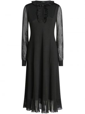 Čipkované koktejlkové šaty Etro čierna